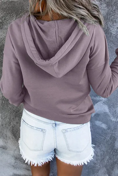 Long-sleeved Hooded Sweatshirt With Pockets Fashion Casual Button Drawstring Design Hoodie Top Spring And Autumn Sports Clothing For Women