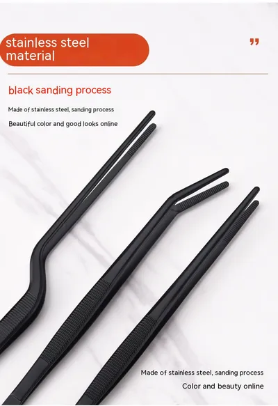 Stainless Steel Barbecue Tongs Outdoor Retro Long-handle Clip Fried Steak Anti-scald Restaurant Kitchen Plate Holder