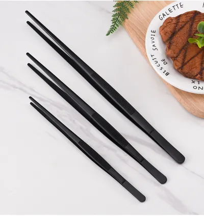 Stainless Steel Barbecue Tongs Outdoor Retro Long-handle Clip Fried Steak Anti-scald Restaurant Kitchen Plate Holder
