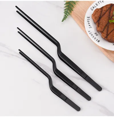 Stainless Steel Barbecue Tongs Outdoor Retro Long-handle Clip Fried Steak Anti-scald Restaurant Kitchen Plate Holder