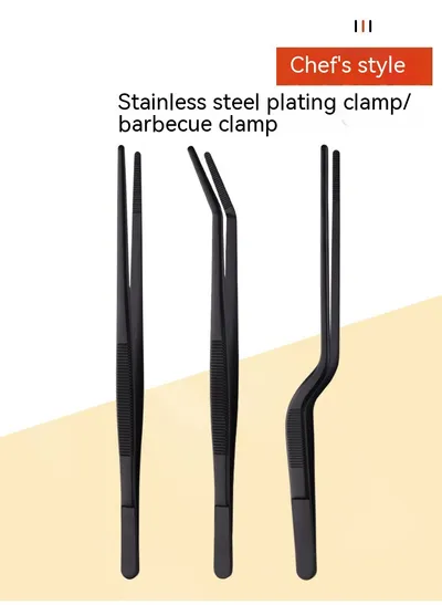 Stainless Steel Barbecue Tongs Outdoor Retro Long-handle Clip Fried Steak Anti-scald Restaurant Kitchen Plate Holder