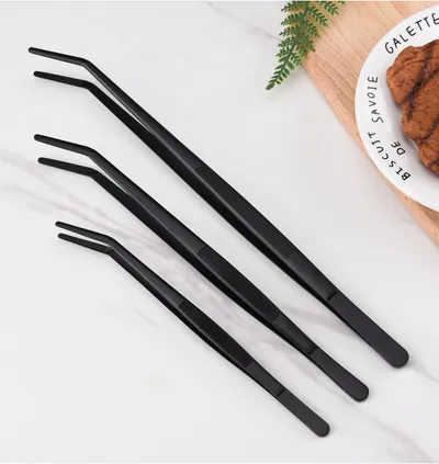 Stainless Steel Barbecue Tongs Outdoor Retro Long-handle Clip Fried Steak Anti-scald Restaurant Kitchen Plate Holder