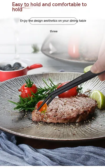 Stainless Steel Barbecue Tongs Outdoor Retro Long-handle Clip Fried Steak Anti-scald Restaurant Kitchen Plate Holder