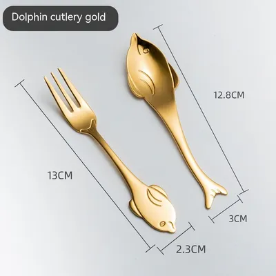 Creative Cute Dolphin 304 Stainless Steel Coffee Knife And Fork Suit