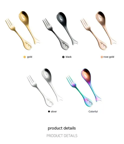 Creative Cute Dolphin 304 Stainless Steel Coffee Knife And Fork Suit