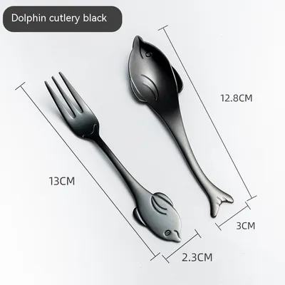 Creative Cute Dolphin 304 Stainless Steel Coffee Knife And Fork Suit