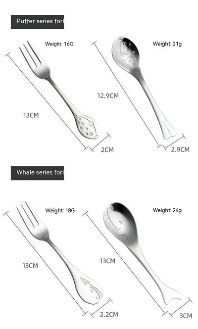 Creative Cute Dolphin 304 Stainless Steel Coffee Knife And Fork Suit