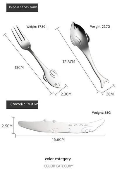 Creative Cute Dolphin 304 Stainless Steel Coffee Knife And Fork Suit