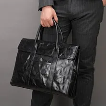 Genuine Leather Large Capacity Briefcase Men's Horizontal First Layer Cowhide Computer Storage Bag