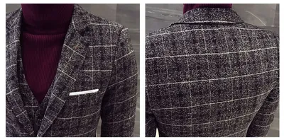 Slim British casual fashion check men's suit set of three pieces