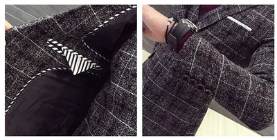 Slim British casual fashion check men's suit set of three pieces