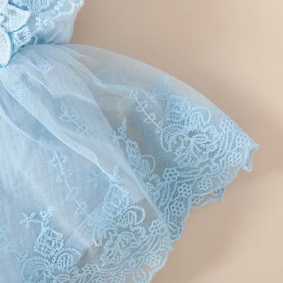 Summer Baby Girl Sweet Sleeveless Lace Triangle Rompers Mesh Lace Flower Dress