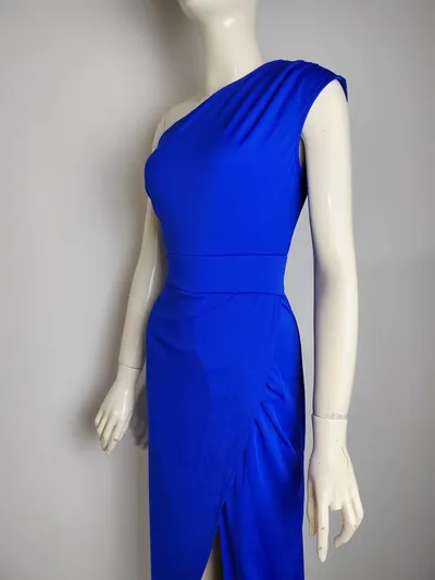 Women's One-shoulder High Waist Front Slit Temperament Dress