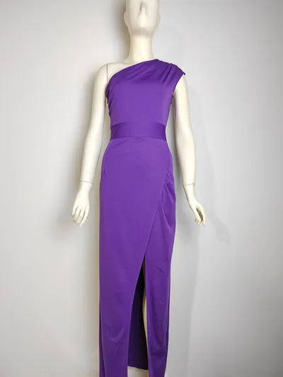 Women's One-shoulder High Waist Front Slit Temperament Dress