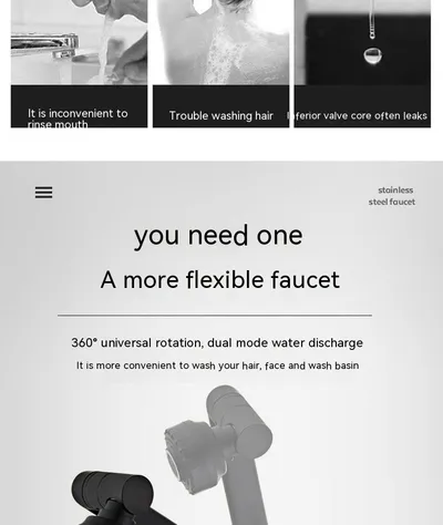 Multifunctional Basin Hot And Cold Water Faucet Digital Display Rotating Wash