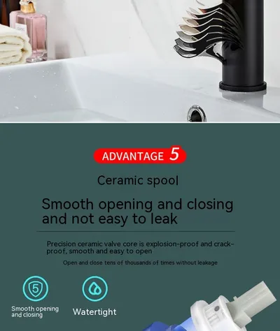 Multifunctional Basin Hot And Cold Water Faucet Digital Display Rotating Wash