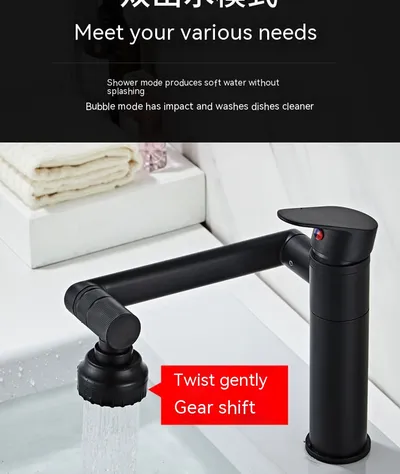 Multifunctional Basin Hot And Cold Water Faucet Digital Display Rotating Wash