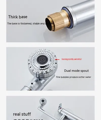 Multifunctional Basin Hot And Cold Water Faucet Digital Display Rotating Wash