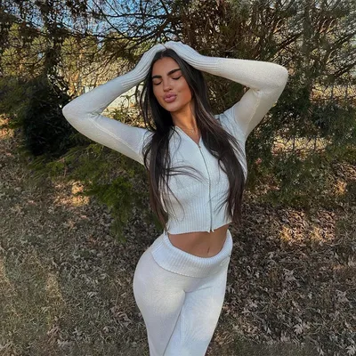 Hoodie Suit Sports Leisure Sexy Zip Long Sleeve Sweater And High Waist Long Pants Set Women's Clothing