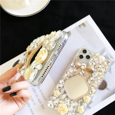 Phone Case Rhinestone Mirror Diamond Bow Flower