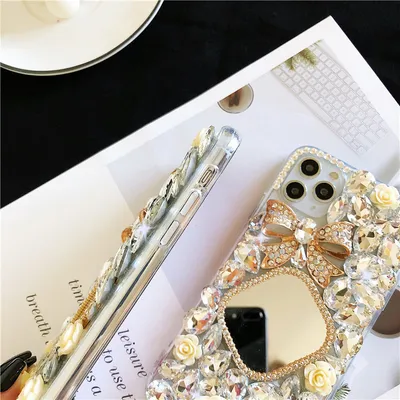Phone Case Rhinestone Mirror Diamond Bow Flower