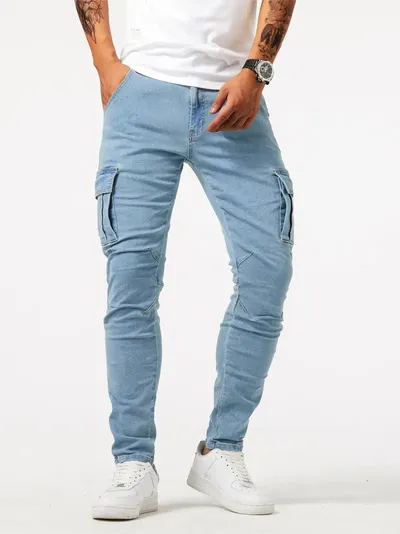 Man's Casual Cargo Pants Stylish Tide Brand Stretch Pants Spring Summer Grey Brand New Fit Straight Lightweight Jeans