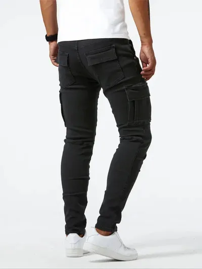 Man's Casual Cargo Pants Stylish Tide Brand Stretch Pants Spring Summer Grey Brand New Fit Straight Lightweight Jeans