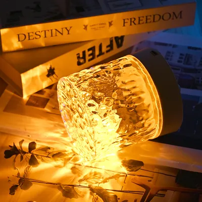 Crystal Lamp Water Ripple Projector Night Light Decoration Home Houses Bedroom Aesthetic Atmosphere Holiday Gift Sunset Lights Home Decor