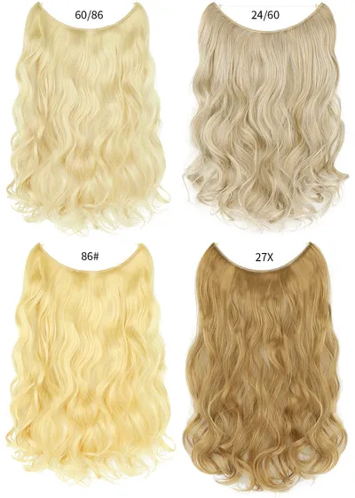 S-noilite 20 inches Invisible Wire No Clips in Hair Extensions Secret Fish Line Hairpieces Silky Straight Synthetic