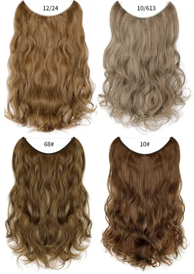 S-noilite 20 inches Invisible Wire No Clips in Hair Extensions Secret Fish Line Hairpieces Silky Straight Synthetic