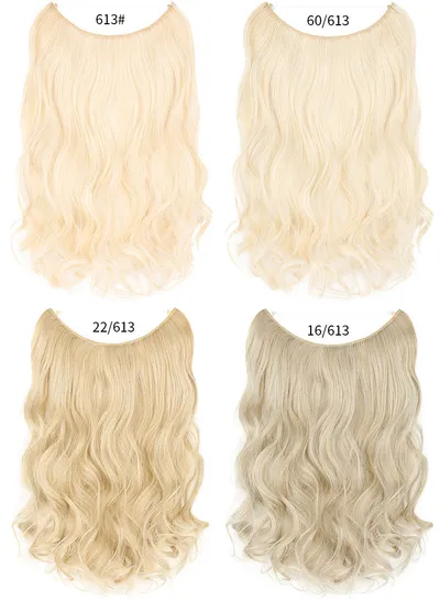 S-noilite 20 inches Invisible Wire No Clips in Hair Extensions Secret Fish Line Hairpieces Silky Straight Synthetic