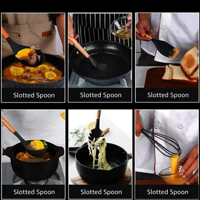 New 12Pcs Kitchen Utensils Set Silicone Cooking Nonstick Spatula Turner Spoon Tools UK