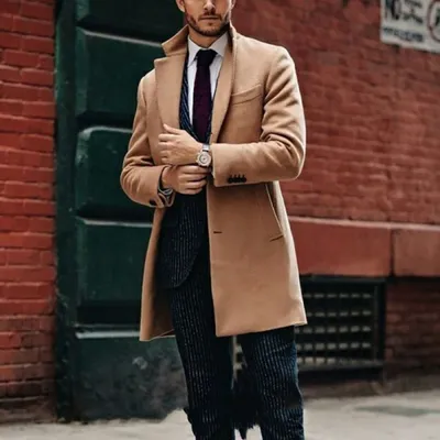 Men's mid-length double-sided woolen coat