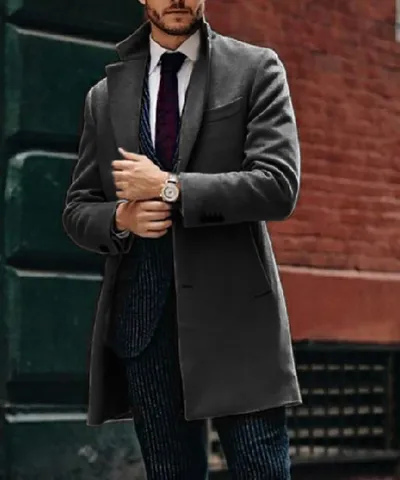Men's mid-length double-sided woolen coat