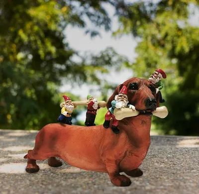 New Resin Garden Decoration Gardening Sausage Dog Eating Bones Statue Micro Landscape Crafts