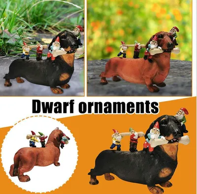 New Resin Garden Decoration Gardening Sausage Dog Eating Bones Statue Micro Landscape Crafts