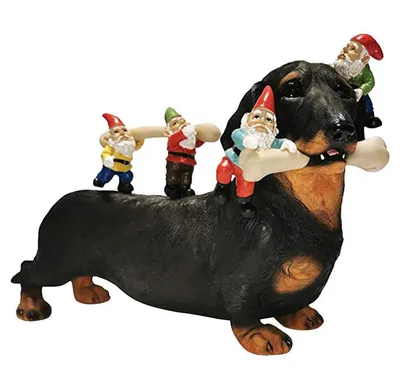 New Resin Garden Decoration Gardening Sausage Dog Eating Bones Statue Micro Landscape Crafts