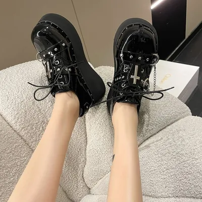 Punk Platform Shoes Dark Lolita Platform Leather Shoes