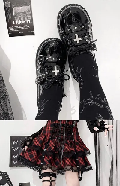 Punk Platform Shoes Dark Lolita Platform Leather Shoes
