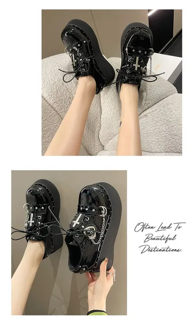 Punk Platform Shoes Dark Lolita Platform Leather Shoes