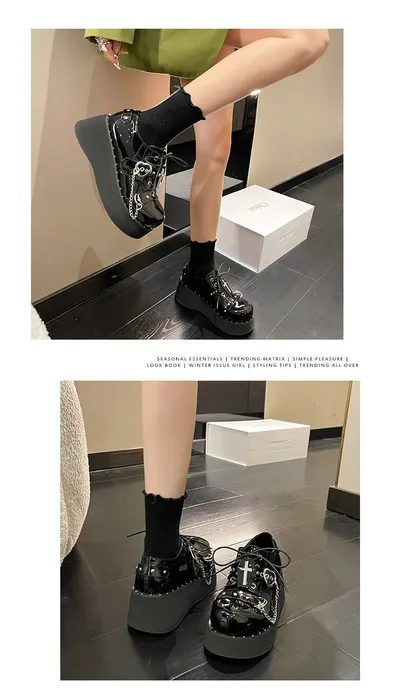 Punk Platform Shoes Dark Lolita Platform Leather Shoes