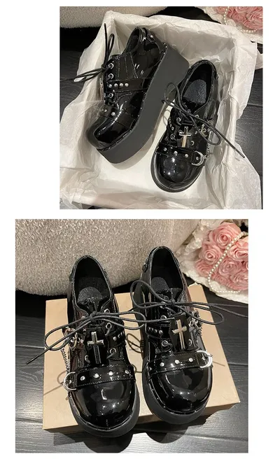 Punk Platform Shoes Dark Lolita Platform Leather Shoes