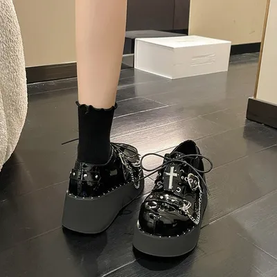 Punk Platform Shoes Dark Lolita Platform Leather Shoes
