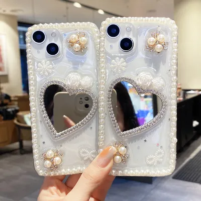 Love Pearl Mirror Transparent Phone Case