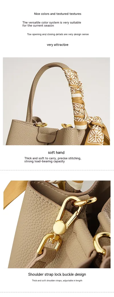 Genuine Leather Advanced Texture Bucket Bags Women