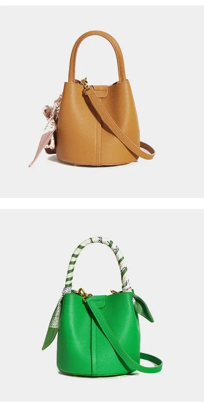 Genuine Leather Advanced Texture Bucket Bags Women