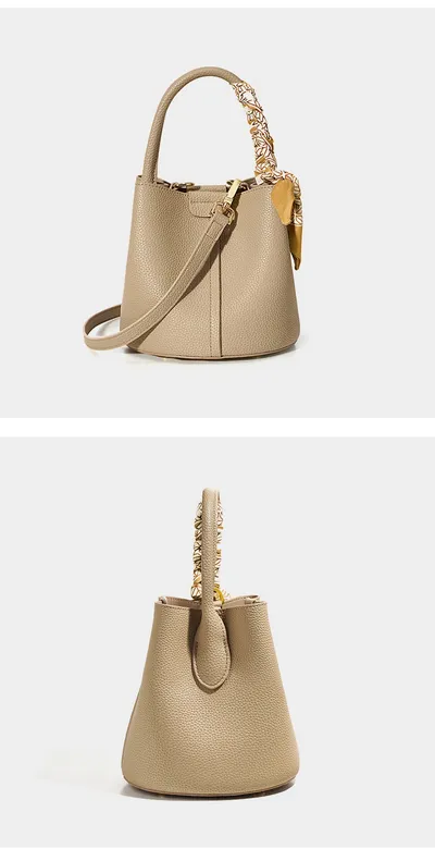 Genuine Leather Advanced Texture Bucket Bags Women