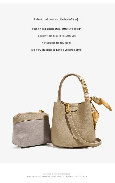 Genuine Leather Advanced Texture Bucket Bags Women