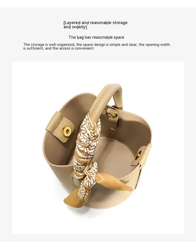 Genuine Leather Advanced Texture Bucket Bags Women