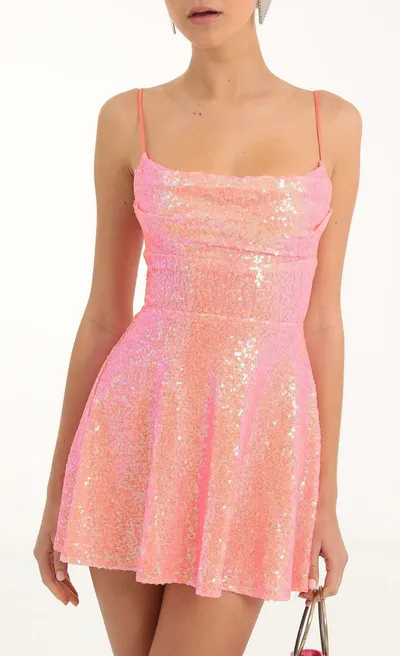 Fashion Women Shiny Sequins Dress Summer Sexy Backless A-Line Mini Party Dress For Cocktail Party Beach Streetwear